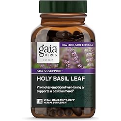 Gaia Herbs Holy Basil Leaf - Helps Sustain a Positive Mindset and Balance in Times of Stress - an Adaptogenic Ayurvedic Herb - 120 Vegan Liquid Phyto-Capsules 60-Day Supply