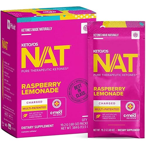 KetoOS NAT® Raspberry Lemonade Keto Supplements – Charged -Exogenous Ketones - BHB Salts Ketogenic Supplement for Workout Energy Boost for Men and Women 20 Count