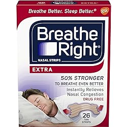 Breathe Right Nasal Strips to Stop Snoring, Drug-Free, Extra Tan, 78 Count 26 Each, Pack of 3