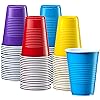 Disposable Party Plastic Cups [50 Pack - 9 oz.] Assorted Colors Drinking Cups