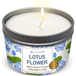 MAGNIFICENT 101 Lotus Flower Aromatherapy Candle for Intuition Enhancement and Mental Clarity, Banishes Negative Energy, Chakra Healing - Natural Soy Wax Tin Candle for Aromatherapy 6oz