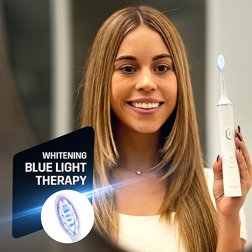 Sparx Electric Toothbrush for Teeth Whitening, Gum Care, Polishing, Light Therapy Technology for Whiter Teeth & Healthy Gums, Rechargeable, White