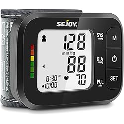Blood Pressure Machine Wrist Blood Pressure Cuff Wrist BP Monitor Wrist Cuff Automatic Monitor with Irregular Heartbeat Detection Large Display 120 Readings Memory 2 Users with Batteries for Home Use