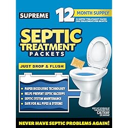 Septic Tank Treatment Packets -12 Month Supply of Dissolvable Septic Tank Treatment Packets - Use Septic Tank Treatment Packets Monthly