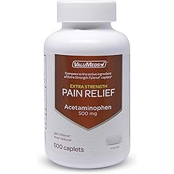 ValuMeds Acetaminophen 500mg | 500 Caplets | Extra Strength Pain Relief