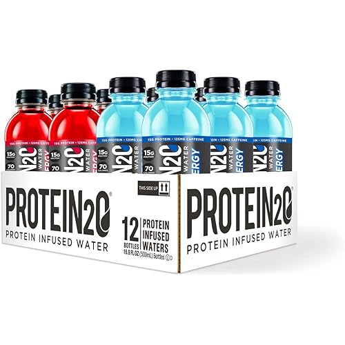 Protein2o Low Calorie Whey Protein Drink Plus Energy, Variety Pack, 16.9 Oz 12Count & Protein Infused Water, Flavor Fusion Variety Pack 16.9 Oz, Pack of 12