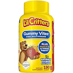 L'il Critters Gummy Vites Daily Kids Gummy multivitamin: Vitamins C, D3 and Zinc for Immune Support 190 ct 95-190 day supply, 5 delicious flavors from America’s number one Kids Gummy Vitamin Brand
