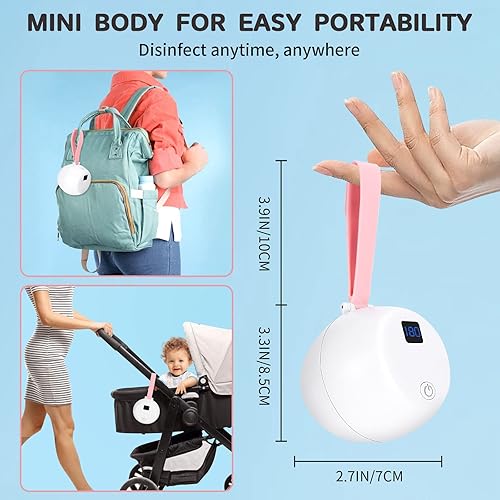 TAISHAN Portable UV Sterilizer Case,Denture Cleaner Case Kills 99.99% of Germs,Smaller and Lighter UVC Rapid Cleaner for Pacifiers,Little Toys,Toothbrush Head and Invisalign