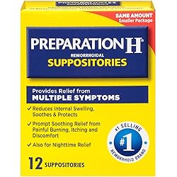 Preparation H Hemorrhoidal Suppositories - 12 ct, Pack of 3
