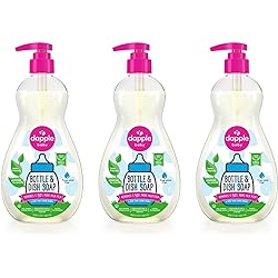 Dapple Baby, Bottle and Dish Soap Dish Liquid Plant Based Hypoallergenic 1 Pump Included, Packaging May Vary, Fragrance Free, 50.7 Fl Oz, Pack of 3