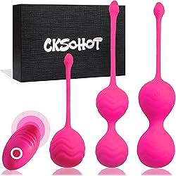Pelvic Floor Trainer with Remote Control, 3 in 1 Female Pelvic Floor Trainer, Silicone Ball for Strengthening Pelvic Muscles, Pelvic Floor Exerciser Kit for Beginners and Advanced, Rose
