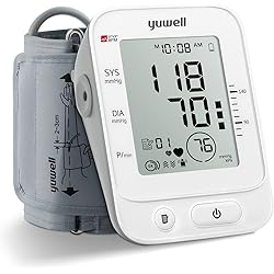 yuwell Blood Pressure Monitor, Extra Large Upper Arm Cuff, Digital BP Machine for Home Use & Pulse Rate Monitoring Meter, Automatic, Large Display, Voice Broadcasting with Power Adapter and Batteries