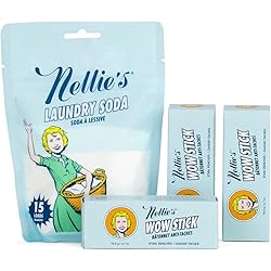 Nellie's Wow Stick Stain Remover Bundle - 3 Wow Stick Stain Removers with 15 Load Laundry Soda