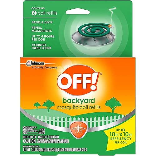 OFF! Backyard Mosquito Repellent Coil Refills, Perfect for Outdoor Patios Country Fresh Scent, 6 Count & Cutter 61067 HG-61067 32Oz Rts Bug Free Spray, 1 Pack, Silver Bottle