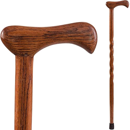 Brazos Twisted Oak Walking Cane, Handcrafted Wood Cane, Wooden Walking Canes for Men and Women, Made in the USA by Brazos Walking Sticks, Red, 37 Inches, 3 Foot Pack of 1