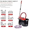 Mop and Bucket Set, 360° Spin Mop and Bucket with Wringer Set and 3 Microfiber Mop Refills, Stainless Steel 61" Extended Handle Spinning Mop Bucket System for Floor Cleaning