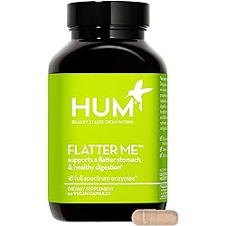 HUM Flatter Me - Digestive Enzymes for Bloated Belly Relief - Ginger, Fennel Seed, Peppermint Capsules for Bloating with 18 Full Spectrum Enzymes to Support Gut Health & Food Breakdown 60 Capsules