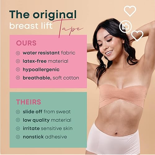 Boob Tape Boobytape for Breast Lift | Achieve Chest Brace Lift & Contour of Breasts | Sticky Body Tape for Push up & Shape in All Clothing Fabric Dress Types | Waterproof Sweat-Proof Bob Tape