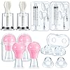 BBTO 8 Pieces Nipple Suction Cups Corrector Sucker Pullers Aspirator Women Everter Flat Inverted for Breastfeeding Silicone with Case Pink,1.61 Inch