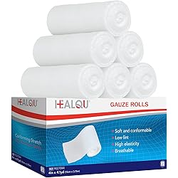 HEALQU Gauze Rolls - 4” x 4.1 Yards, Box of 24 Individually Wrapped Conforming Stretch Gauze Bandage - Super Soft Woven Stretch Gauze Bandages for Primary Wound Dressing Support