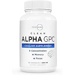 Ultra Clean Alpha GPC Choline Supplement 600mg | 90 Capsules Soy Free, Non-GMO Nootropics Alpha GPC 600mg 300mg; Alpha-GPC Brain Memory and Focus Supplements, Citicholine Acetylcholine Supplements
