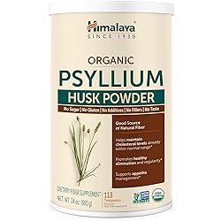 Himalaya Organic Psyllium Husk Powder for Daily Fiber and Cholesterol Support, 24 oz, 113 Teaspoon Supply