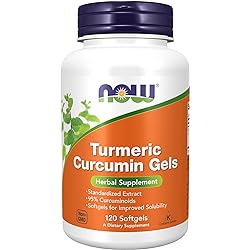 NOW Supplements, Tumeric Curcumin Curcuma longa Gels, Standardized Extract, Herbal Supplement with 95% Curcuminoids, 120 Softgels