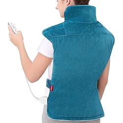 Comfytemp Weighted Heating Pad for Back Pain Relief, 22"x33" XXL Large Electric Heating Pad for Neck and Shoulders with 3 Heat Settings, 2H Auto-Off, Back Heated Wrap for Cramps - Washable