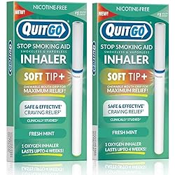 Smokeless Inhaler with Soft Tip Chewable Mouth Grip for Maximum Relief and How to Quit Smoking Guide, Help for Oral Fixation Support, Oxygen Inhaler to Stop Smoking 2 Pack, Fresh Mint