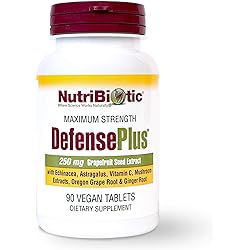 NutriBiotic – DefensePlus, 90 Tablets | 11 in 1 Immune Support with Vitamin C, Zinc, Grapefruit Seed Extract, Echinacea, Astragalus Root & Immune Boosting Extracts & Mushrooms | Vegan & Gluten Free
