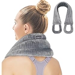 Maginno Microwave Heating Pad for Neck and Shoulder with Handles, Lavender Warmer Neck Wrap, Moist Hot Packs for Stress Pain Relief & Cold Compress for Cramps Sore Muscles Multi Purpose - Grey