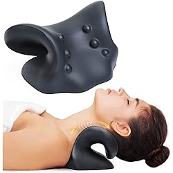 Neck Stretcher for Neck Pain Relief, Neck and Shoulder Relaxer Cervical Traction Device Pillow for Muscle Relax and TMJ Pain Relief, Cervical Spine Alignment Chiropractic Pillow Black, Large