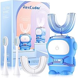 Ultrasonic Kid's U-Shaped Electric Toothbrush, IPX7 Waterproof, Five Cleaning Modes, 60S Smart Reminder Cartoon Astronaut, Ages 2-12