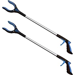 2-Pack 32 Inch Extra Long Grabber Reacher with Rotating Jaw - Mobility Aid Reaching Assist Tool Blue
