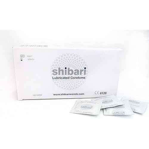 Shibari Premium Lubricated Latex Condoms, 100 Count Bulk Condoms Box