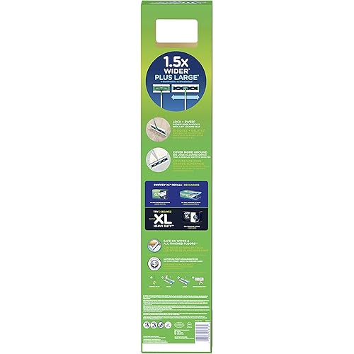 Swiffer Sweeper Dry Wet XL Sweeping Kit, 1 Sweeper, 8 Dry Cloths, 2 Wet Cloths