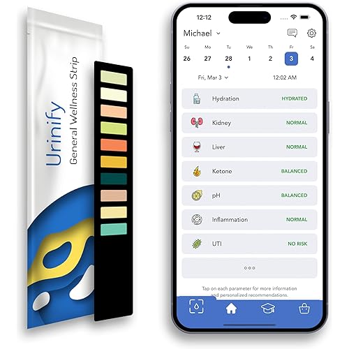 Urinify-Mobile App Urine Test Strips and at Home UTI Test Strips, Kidney Test kit at Home, Hydration, Perfect Keto Test Strips, pH Test Strips, Liver Test, urinalysis Test, Protein, 6 Strip