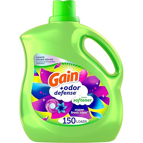 Gain Odor Defense Fabric Softener Liquid, Super Fresh Blast Scent, 150 Loads, He Compatible