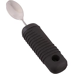 Sammons Preston 73697 Sure Grip Bendable Pediatric Spoon, Stainless Steel Spoon with Thick Rubber Handle for Kids, Comfortable & Easy to Hold Utensil to Grasp, 6''L Children's Spoon with Good Grips