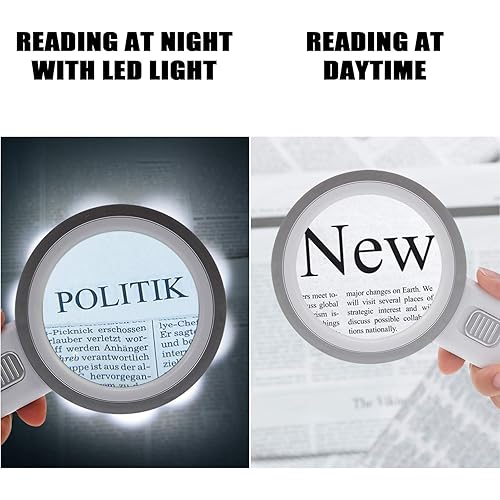 Magnifying Glass with Light,30X Handheld Large Magnifying Glass 12 LED Illuminated Lighted Magnifier for Macular Degeneration, Seniors Reading, Soldering, Inspection, Coins, Jewelry, Exploring