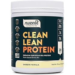 Smooth Vanilla Clean Lean Protein Nuzest - Premium Vegan Protein Powder, Plant Based Protein Powder, Vanilla Protein Powder, Dairy Free, Gluten Free, GMO Free, Naturally Sweetened Protein Shake, 20 Servings, 1.1 lb