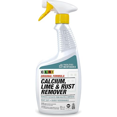 CLR PRO Calcium, Lime & Rust Remover - Quickly Removes Calcium and Lime Deposits, Stubborn Rust Stains, and Household Hard Water Deposits - 32 Ounce Spray Bottle 32 Ounce Pack of 6