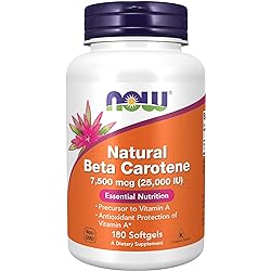 NOW Supplements, Natural Beta Carotene 25,000 IU, Essential Nutrition, 180 Softgels