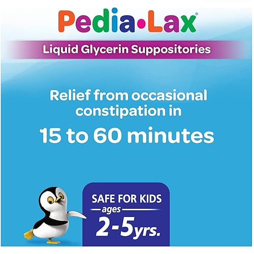 Pedia-Lax Laxative Liquid Glycerin Suppositories for Kids, Ages 2-5, 6 CT, 3 Pack