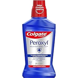 Colgate Peroxyl Antiseptic Mouthwash and Mouth Sore Rinse, 1.5% Hydrogen Peroxide, Mild Mint - 500ml, 16.9 Fluid Ounces