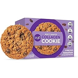 321glo Collagen Protein Cookies, Soft-Baked Cookies, Low Carb and Keto Friendly Treats for Women, Men, and Kids 6-PACK, Oatmeal Raisin