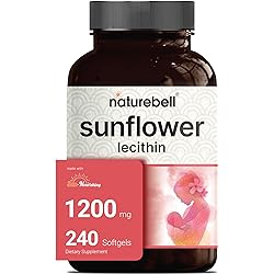 Sunflower Lecithin 1200mg, 8 Months Supply, 240 Softgels, Infused with Non-GMO Sunflower Seed Oil, Rich in Phosphatidyl Choline, No Soy, No Gluten | by Naturebell