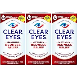 Clear Eyes Maximum Redness Eye Relief Eye Drops, 0.5 Fl Oz, Pack of 3