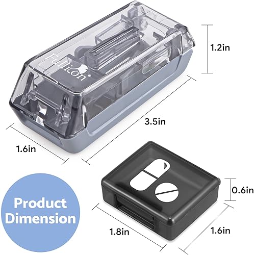 Fullicon Pill Cutter for Small or Large Pills, Pill Splitter with V-Shape Holder, Medicine Slicer with Sharp Blade,Tablet Splitter with Two Large Pill Organizers