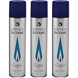 Colibri Premium Butane Fuel Refill for Lighters, Butane Torch Replacement Canisters, 99.999% Pure Butane Refill Fluid for Lighters, 300ml 10.1fl oz Cans, Pack of 3
